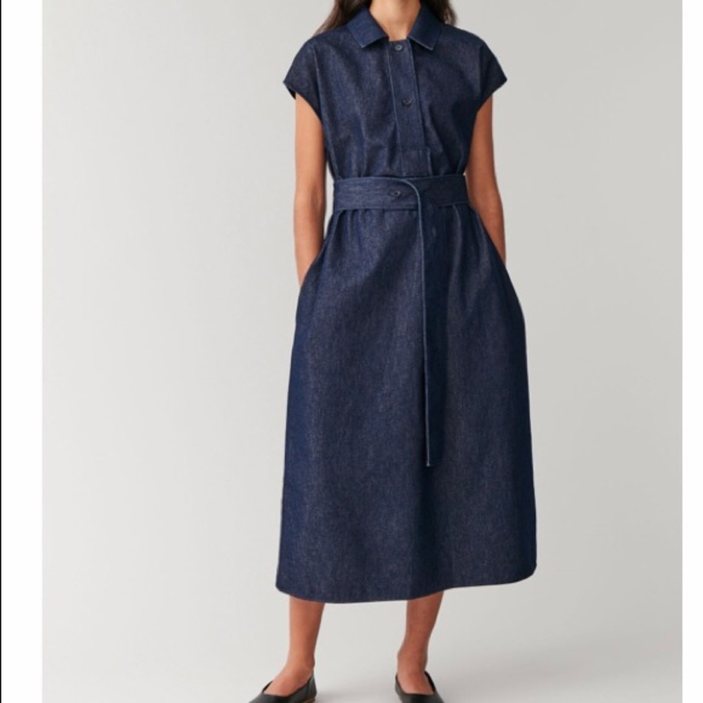 COS Organic Denim Minimalist Belted Dress